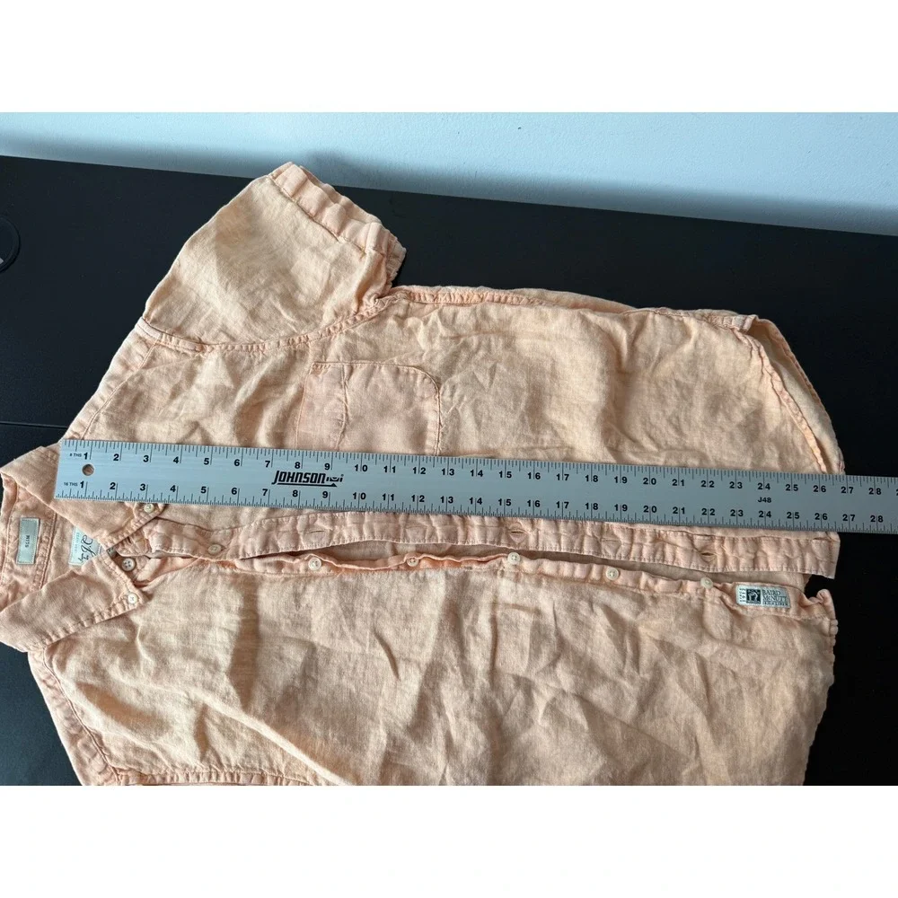 J.Crew Baird McNutt Irish Linen Shirt Slim Fit Short Sleeve Peach Orange Small